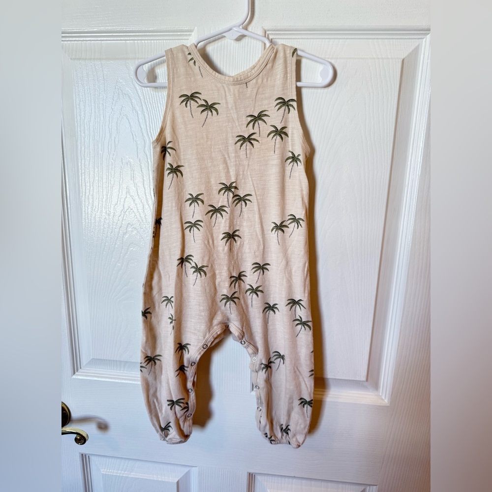 Rylee and Cru Palm Tree Print Sleeveless Jumpsuit 12-18 months